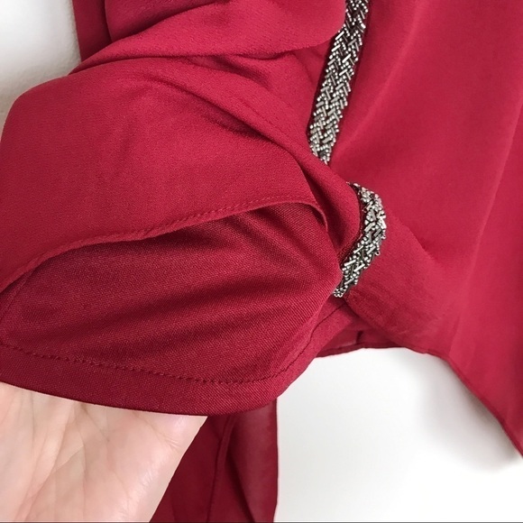 Emmelee beaded dark red tank cross straps hi-lo S - Picture 6 of 8